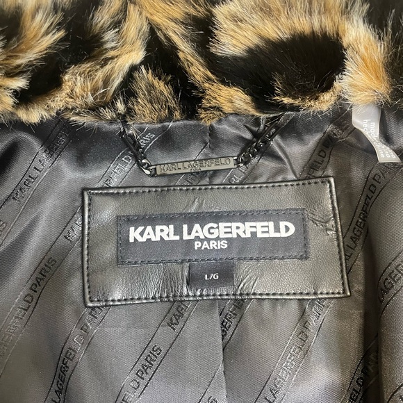 Karl Lagerfeld Paris Faux Fur Tiger Print Coat - Large - Picture 3 of 7